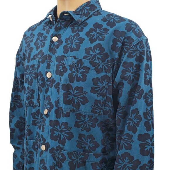 Forever 21 Mens Blue Floral Long Sleeve Shirt Large - Picture 1 of 10